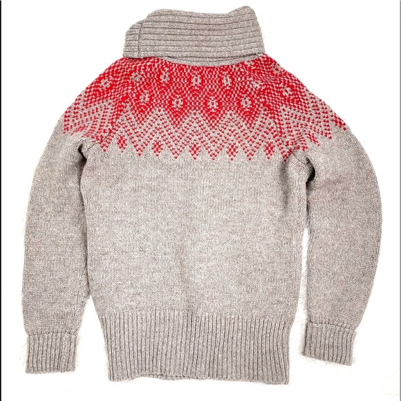 GAP Fair Isle Lambs’ Wool Sweater Festive Thick Knit Cowl Neck Turtleneck Nordic - Picture 9 of 16